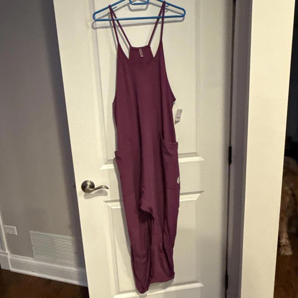 NWT Free People FP Movement Women's Size L Hot Shot Jumpsuit Deep Mulberry L - Picture 6 of 11